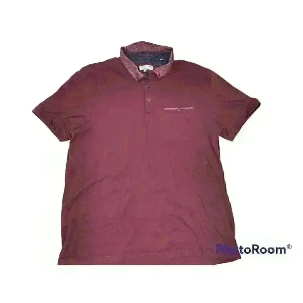 Ted Baker London Levels Pocket Bird's Eye Polo Size 5 Red Maroon